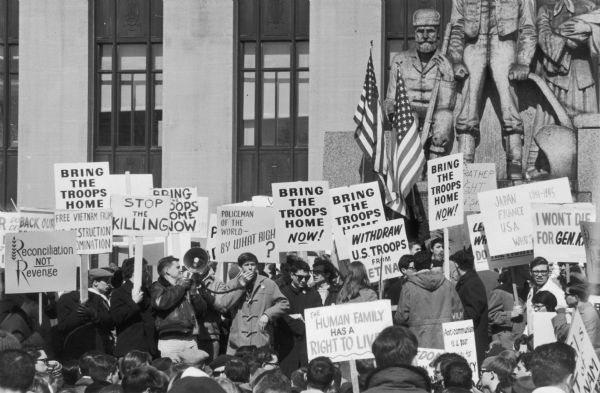 Anti-Vietnam War rally in Pioneer Park in Minneapolis held as part of the Second International Days of Protest, March 25-26.