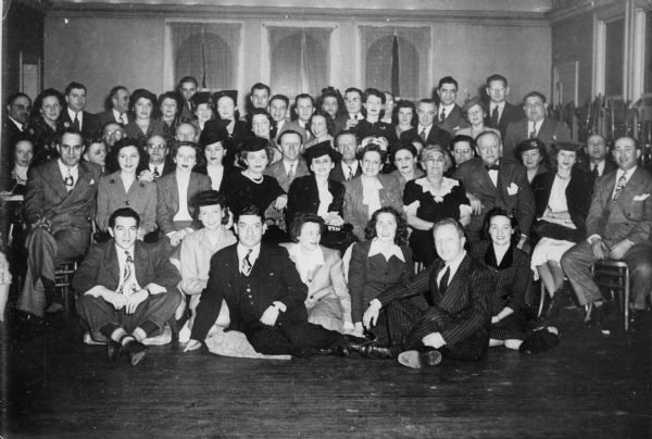 Members of newly formed Temple Beth El. Holocaust survivor Rabbi Manfred Swarsensky is seated in the front row, third from the left.
