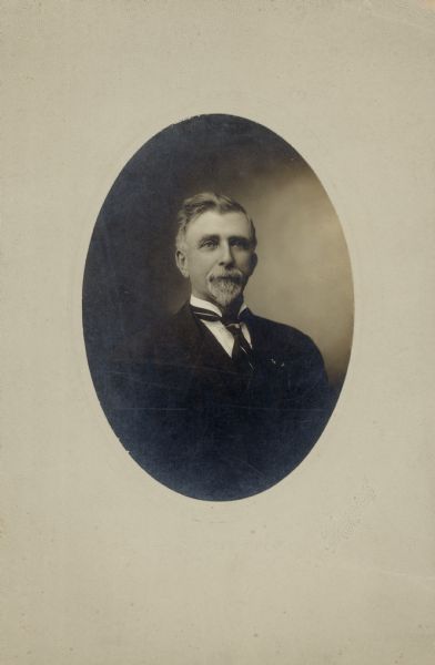 Portrait of the Honorable Charles Donohue, Mayor of New Richmond, Wisconsin. Donohue was born December 5, 1843 in Goosebury Hill, Co. Cork in Ireland and died on February 12, 1915 in New Richmond, Wisconsin.