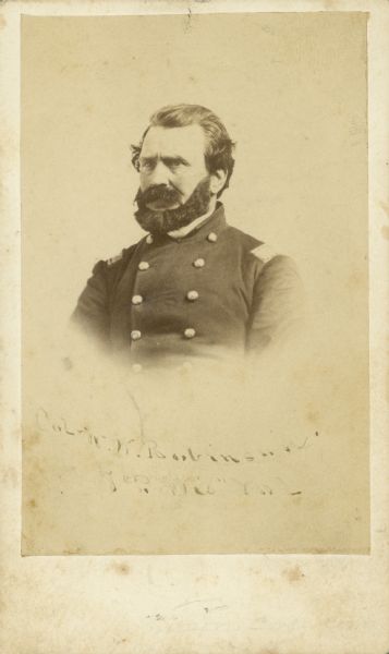 Vignetted quarter-length carte-de-visite of Col. William W. Robinson, Seventh Wisconsin Volunteer Infantry.