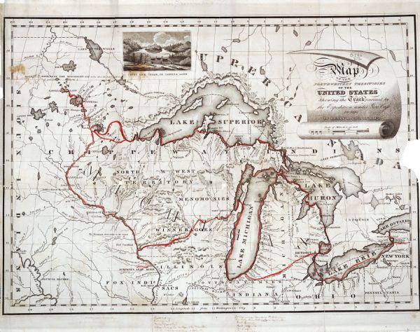 Map of the Northwestern Territories of the United State showing the track pursued by the Expedition in 1820.