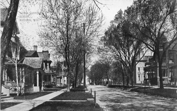 A view down Carroll Street, including the Steensland home on the right at 315 North Carroll Street.