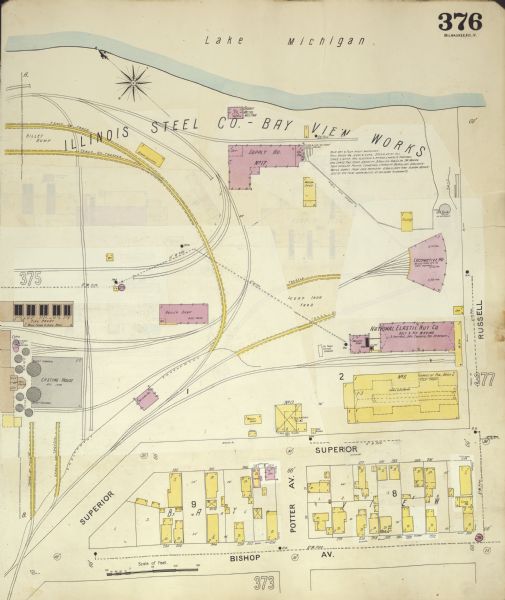 Sanborn Map of the Illinois Steel Co. Bay View Works in Milwaukee.