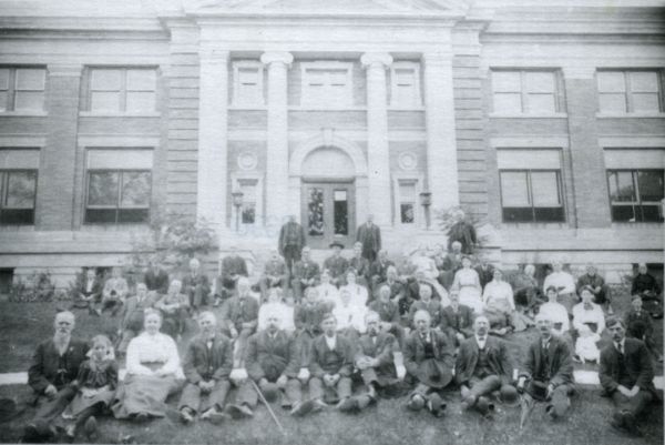Third Wisconsin Civil War Veterans' Reunion Third Wisconsin Civil War veterans' reunion, posed on the lawn in front of the Beloit Public Library.