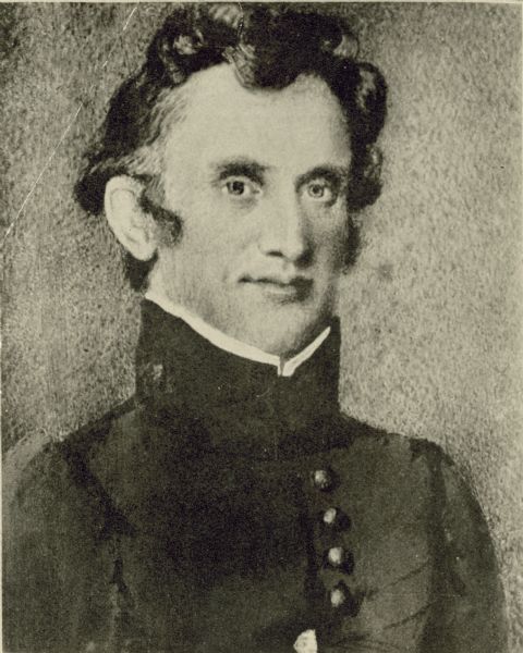 Portrait of Dr. William Beaumont who conducted some of his famous experiments on human digestion while posted at Fort Crawford in Prairie du Chien in 1830. Prior to his assignment at Fort Crawford Beaumont had also been posted at Fort Howard. The portrait appeared in volume 4 of the "Wisconsin Magazine of History" in 1920 to illustrate an article by Deborah Beaumont Martin. The portrait was then owned by May Beaumont of Green Bay.