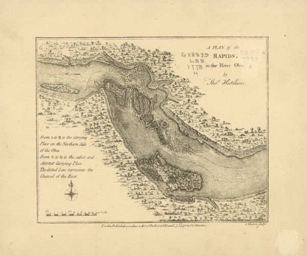 A map of the rapids in the River Ohio.