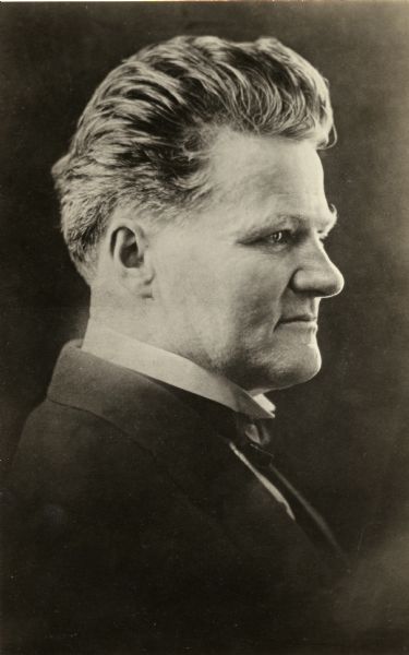 Henry A. Huber Quarter-length portrait of Henry Allen Huber in profile.