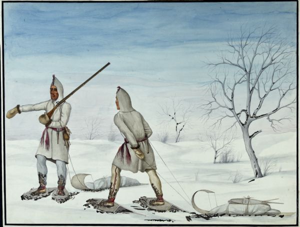 Canadian Prairie Indians on Snowshoes.