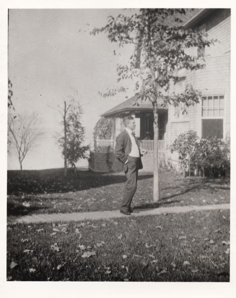 Frederick Jackson Turner at Frances St. Residence Frederick Jackson Turner standing outside his home at 629 Frances St. Lake Mendota is in the background.