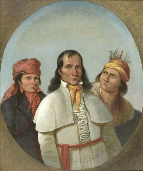 Portrait painting of Three Potawatomie Chiefs.