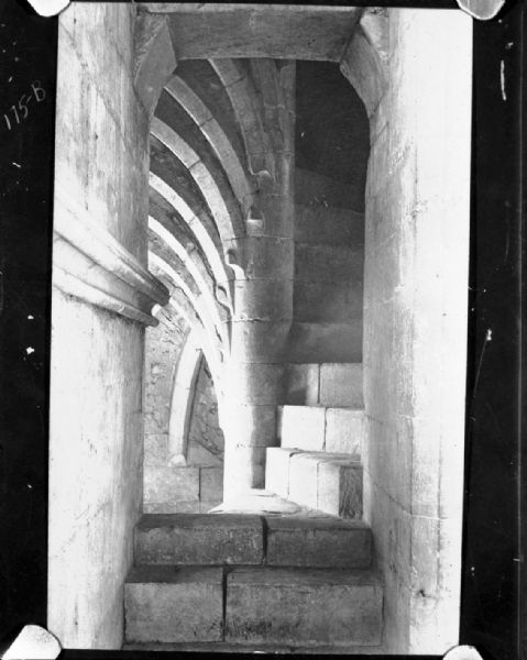 Copy of photo. Stone circular stairway. London, England.