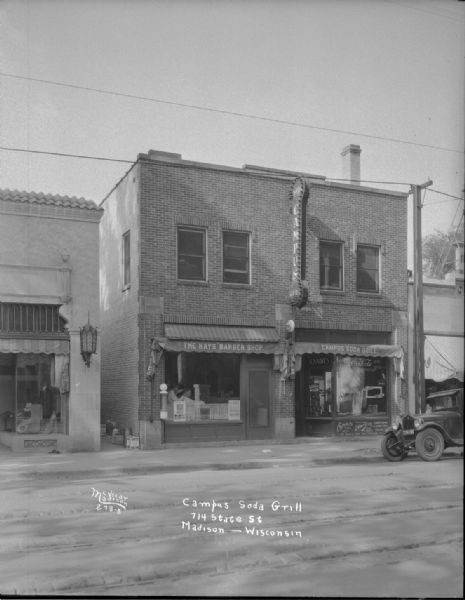 Campus Soda Grill, 714 State Street, and The Ray's Barber Shop, at 716 State Street.