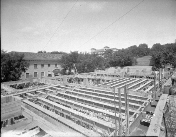 Elevated view of the third floor at the University of Wisconsin Service Memorial Institutes, 470 N. Charter Street, under construction.