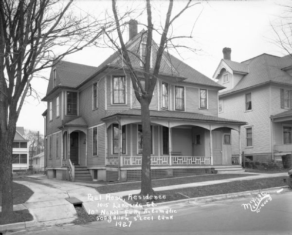 View from street towards the Paul Rose house, at 1015 Lakeside Street.