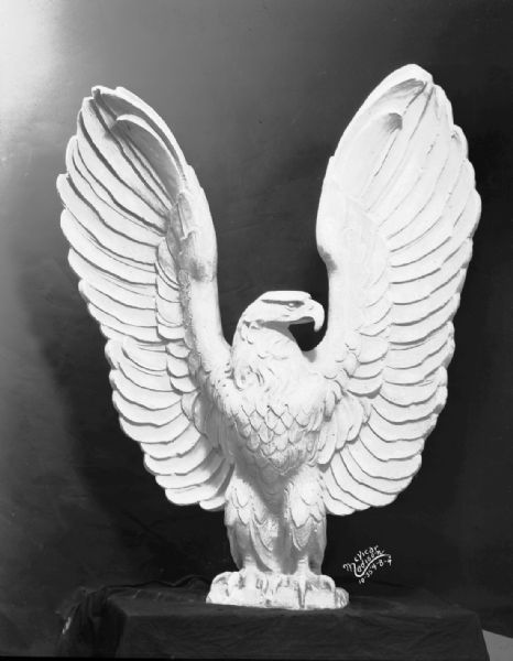 Model of Eagle's Club stone eagle. Bay View Stone Company.
