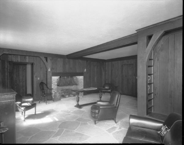 Entrance lounge of Phi Gamma Delta Fraternity House, at 16 Langdon Street.