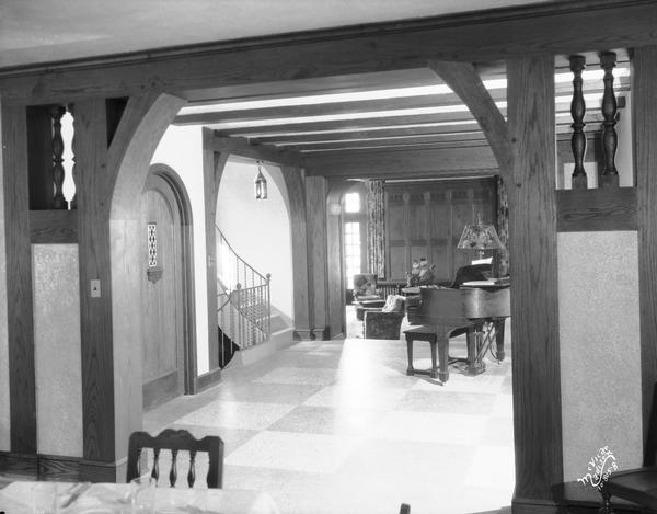 Phi Gamma Delta fraternity dining room, from great hall and lower hall from dining room, 16 Langdon Street.