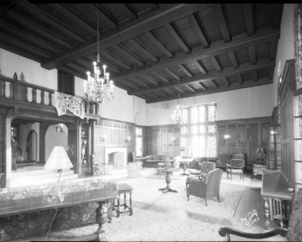 Phi Gamma Delta fraternity, great hall from northwest corner, at 16 Langdon Street.