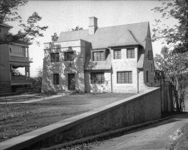 Front view from walk of the Phi Gamma Delta fraternity house, looking north, at 16 Langdon Street.