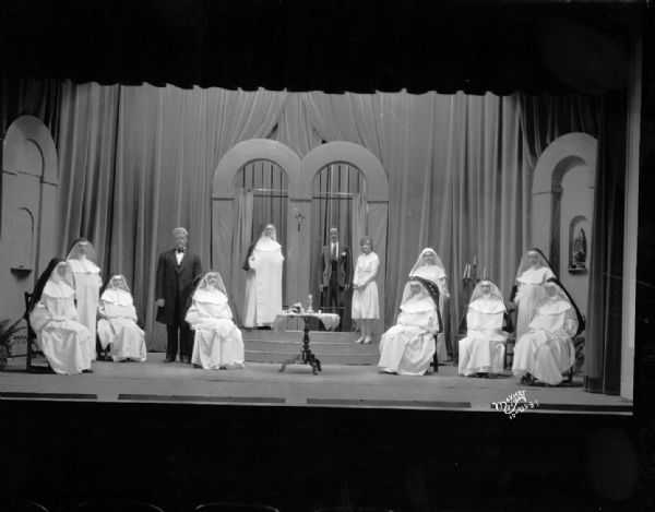 Scene from the University of Wisconsin theatre production "The Cradle Song."