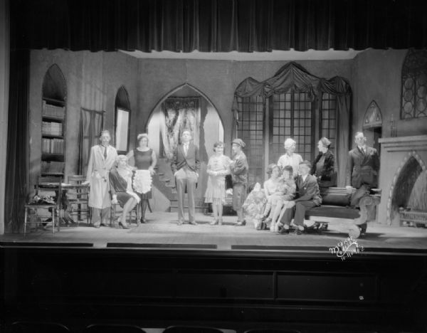 University of Wisconsin student cast in costume and on stage for one of two French playlets.