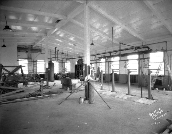 Interior of Carbide & Carbon Chemicals Co. Pyrofax plant under construction, 130 Fair Oaks Avenue, looking north west.