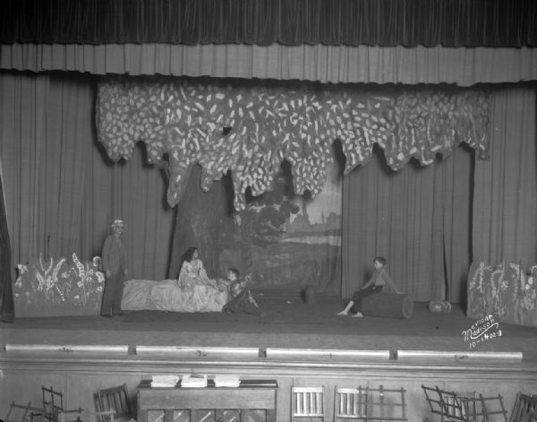 East High School play, forest scene, Act II from "The Romantic Age" by A.A. Milne.