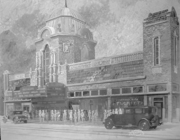 Architect's retouched exterior view of Eastwood Theatre, located at 2090 Atwood Avenue.