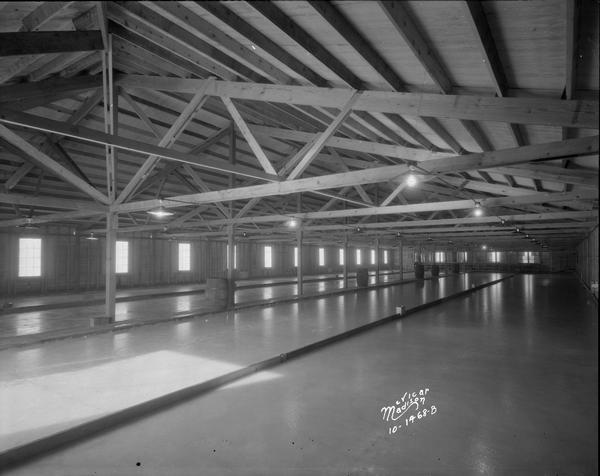 Interior view of curling clubhouse.