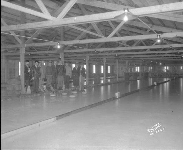 Curling clubhouse with curlers.