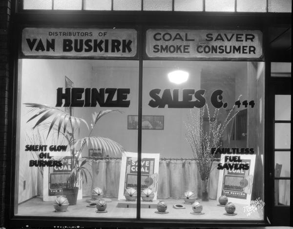 Van Buskirk coal saver window display for Heinze Sales Co.