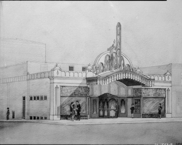 Architectural drawing of Tracy Theater in Platteville, Wisconsin, Livermore & Barnes architects.