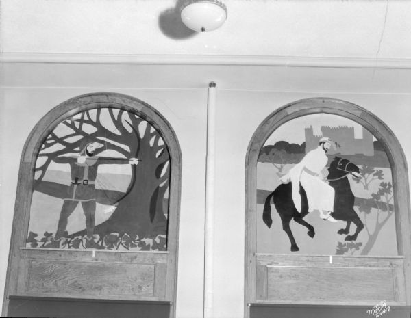 Emerson school murals "Archer" and "Horseman."