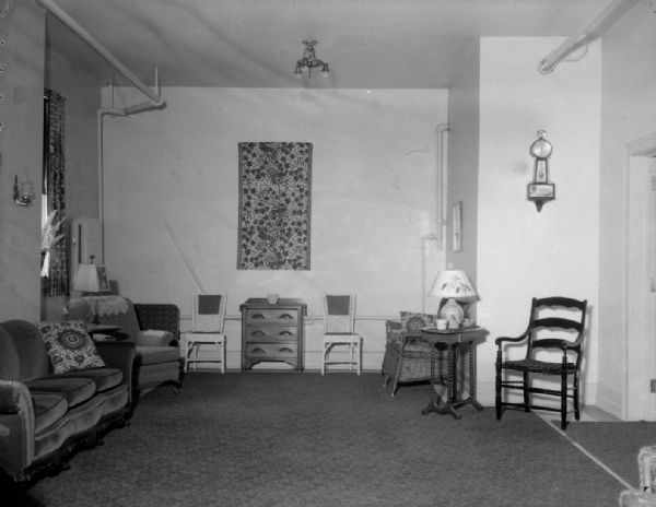 Interior view of the Woman's Building lounge.