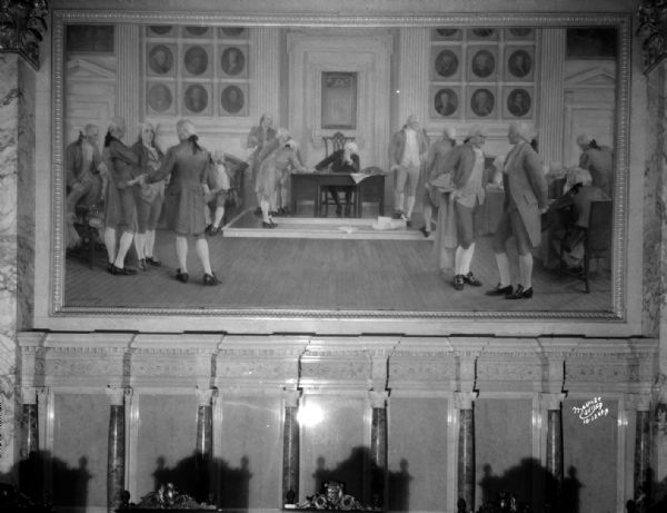 Supreme Courtroom mural "Signing of the Declaration of Independence" in the Wisconsin State Capitol building.