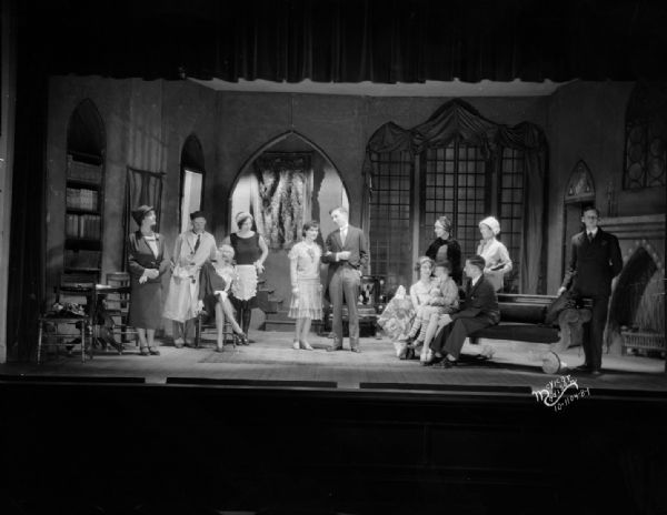 University of Wisconsin student cast in costume and on stage for one of two French playlets.