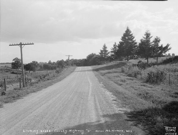 County Highway G, Mount Vernon, looking south, taken for Travelers Insurance Co. Dane County.