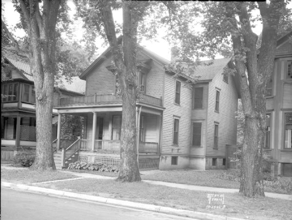 Residence of Dr. Stephen Babcock, 432 N. Lake Street, following his death and prior to becoming Babcock House. It was converted to cooperative housing for needy farm boys attending the University of Wisconsin College of Agriculture.
