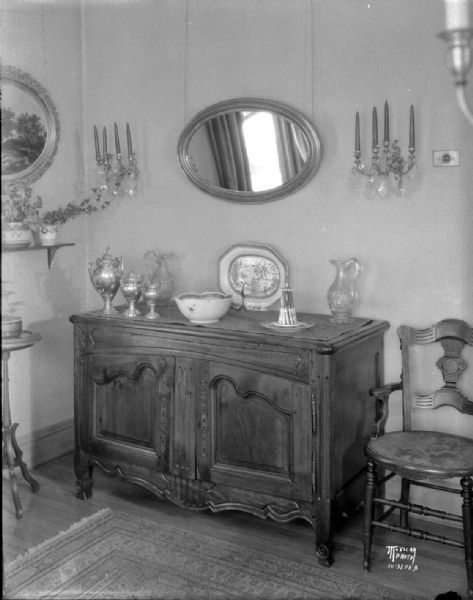 Antique buffet in Inglenook at James and Grace Ramsay residence. 835 Farwell Drive.