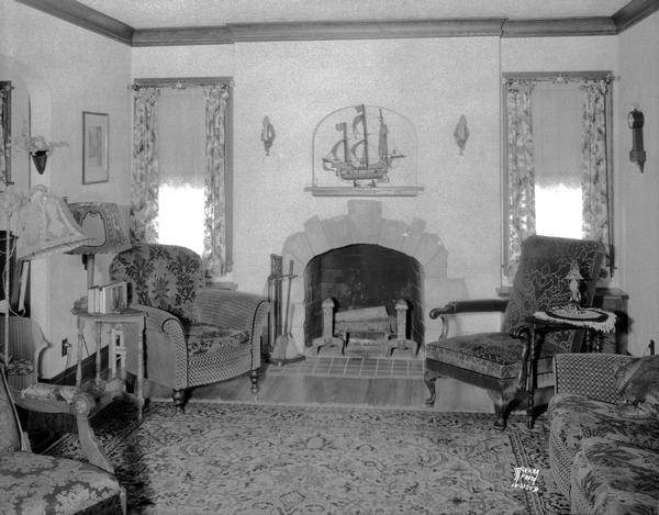 Dr. George and Bernice Stebbins' living room at 449 Virginia Terrace.