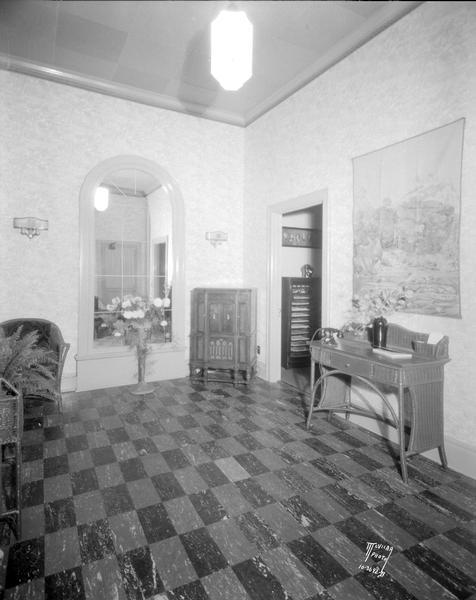 Fine Arts Studio, reception room, 25 W. Main Street, where individual artists taught music, painting sculpture, dramatics and other allied arts.