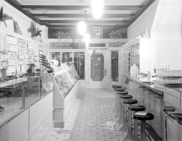 Julian's Delicatessen and Sandwich Shop, 226 State Street. Julius Giller proprietor. Interior view looking towards front of shop.