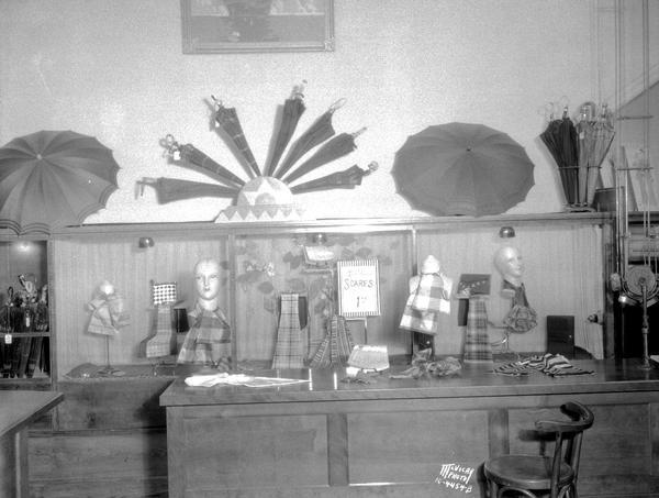 Display of scarves at the Burdick & Murray Co. department store, 15-19 E. Main Street.