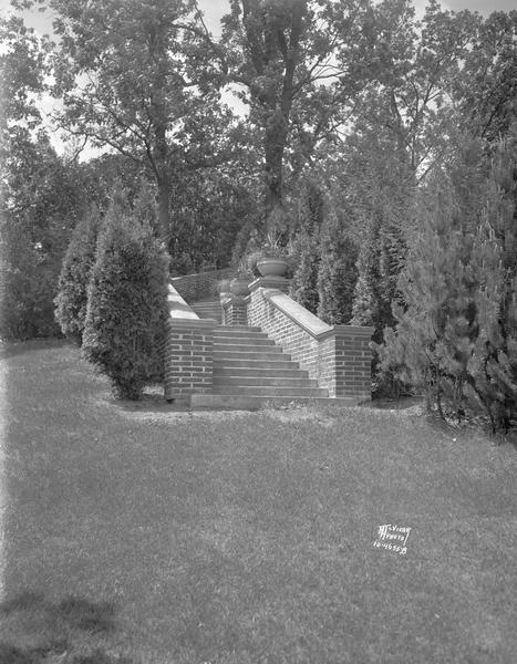 Stairway to terrace of Dr. Frederick A. and Edith Davis house, 6048 South Highlands Avenue, called Edenfred.