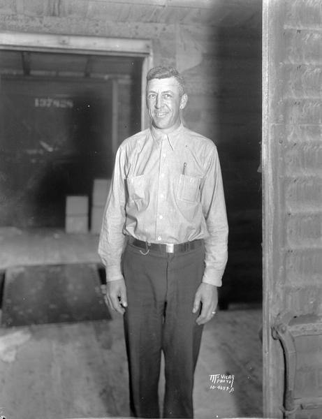 Portrait of Emery E. Anderson, 729 Jenifer Street, who won a $500 consolation prize from the Irish Hospital Sweepstakes fund as a result of the running of the derby at Epsom Downs.