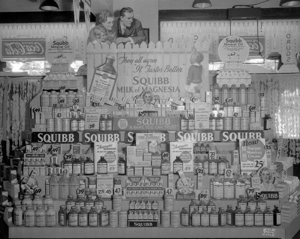 Squibb products displays at Charmleys Pharmacy, 902 E. Johnson Street.
