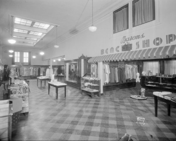 Interior view of Barons Beach Shop in the University of Wisconsin Co-op Store, 702-706 State Street.