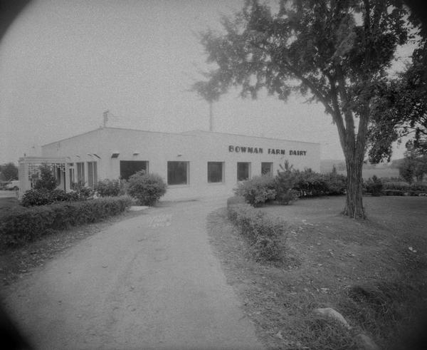 Bowman Farm Dairy building, Fish Hatchery Road, wide angle view taken in the morning.