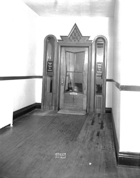 Art Deco interior entrance to the offices of Stanley C. Hanks Co., real estate and Hanks & Bush, Insurance, 24 W. Mifflin Street, Hub Building.