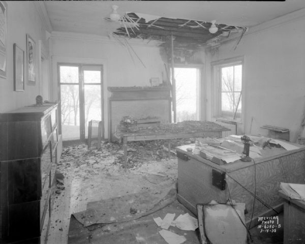 Roy F. Bergengren's CUNA (Credit Union National Association) office after fire, 142 East Gilman Street.